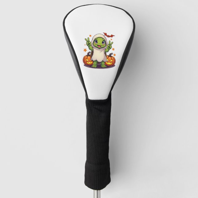 Funny Turtle Ghost Pumpkin Boo Halloween Kinder Me Golf Headcover (Vorderseite)