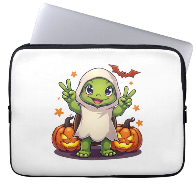 Funny Turtle Ghost Pumpkin Boo Halloween Kinder Me Laptopschutzhülle (Vorderseite)