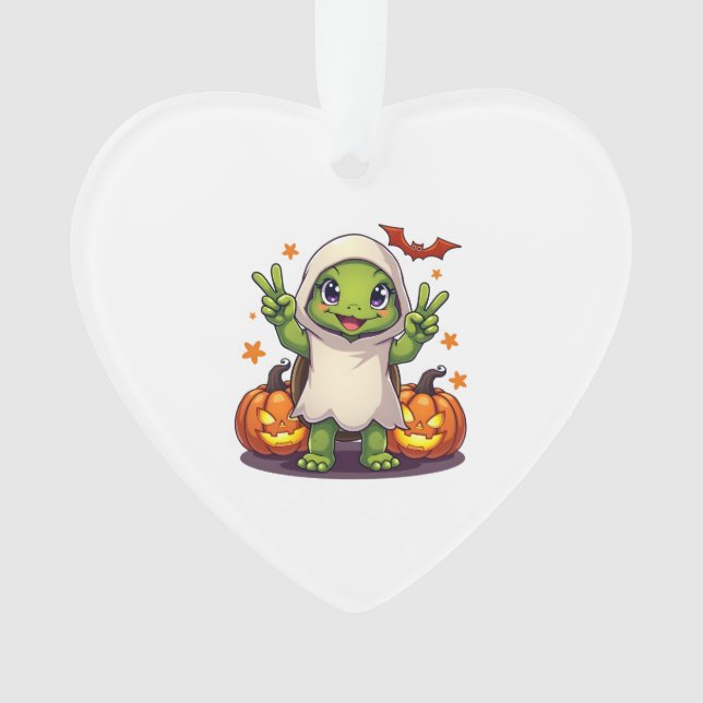 Funny Turtle Ghost Pumpkin Boo Halloween Kinder Me Ornament (Vorderseite)