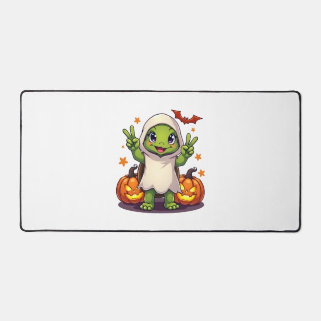 Funny Turtle Ghost Pumpkin Boo Halloween Kinder Me Schreibtischunterlage (Vorderseite)