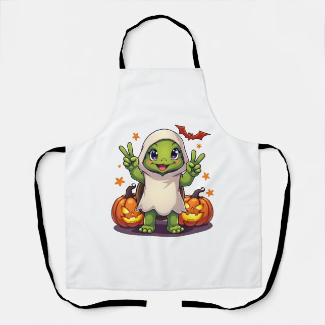 Funny Turtle Ghost Pumpkin Boo Halloween Kinder Me Schürze (Vorderseite)
