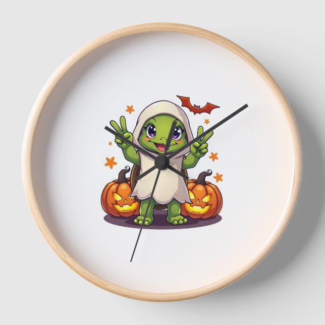 Funny Turtle Ghost Pumpkin Boo Halloween Kinder Me Uhr (Vorderseite)