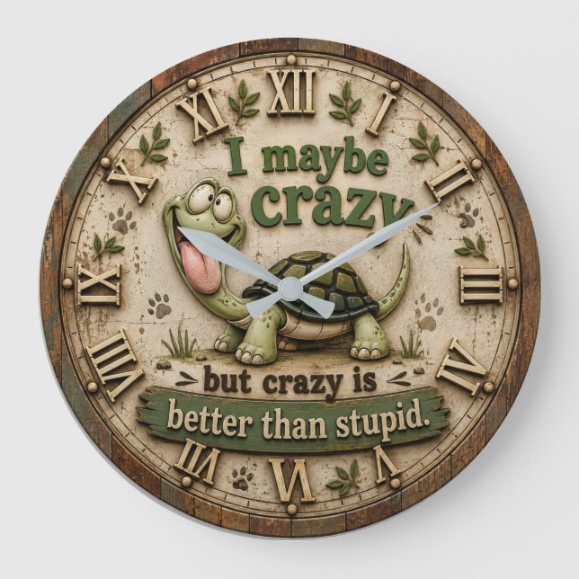 Funny Turtle Große Wanduhr (Vorderseite)