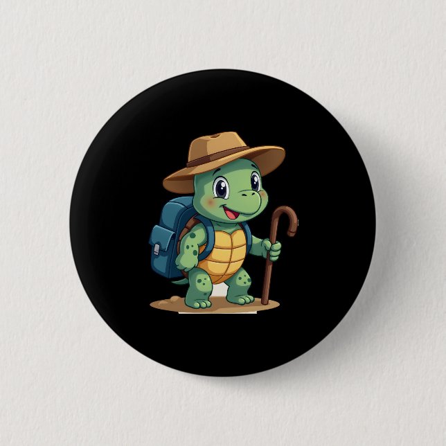 Funny Turtle Hiking Graphic Camping Lover Adventur Button (Vorderseite)
