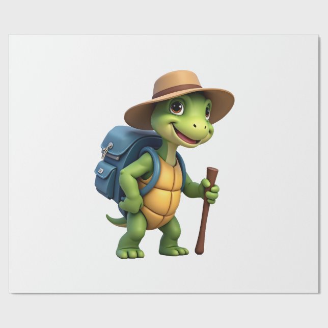 Funny Turtle Hiking Graphic Camping Lover Adventur Geschenkpapier (Flach)