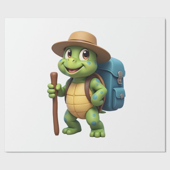 Funny Turtle Hiking Graphic Camping Lover Adventur Geschenkpapier (Flach)