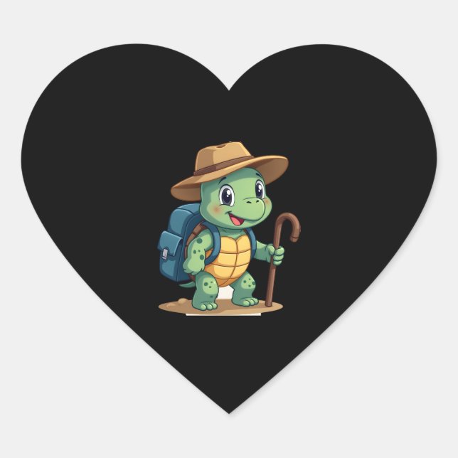 Funny Turtle Hiking Graphic Camping Lover Adventur Herz-Aufkleber (Vorderseite)