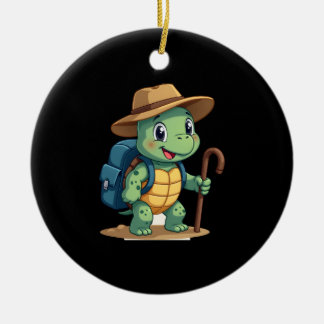 Funny Turtle Hiking Graphic Camping Lover Adventur Keramik Ornament
