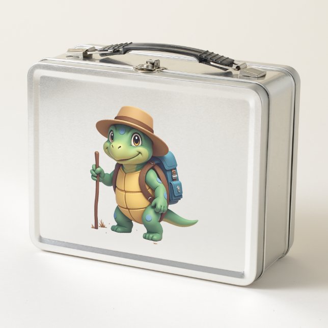 Funny Turtle Hiking Graphic Camping Lover Adventur Metall Brotdose (Vorderseite)
