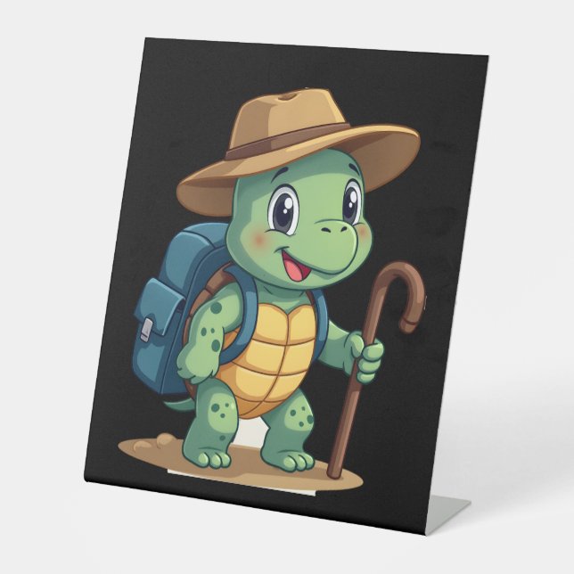 Funny Turtle Hiking Graphic Camping Lover Adventur Sockelschild (Vorderseite)