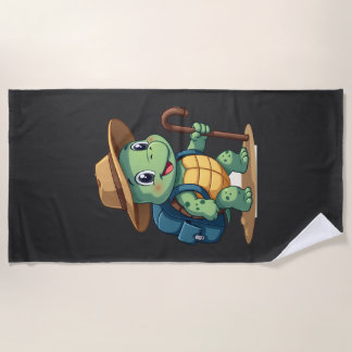 Funny Turtle Hiking Graphic Camping Lover Adventur Strandtuch
