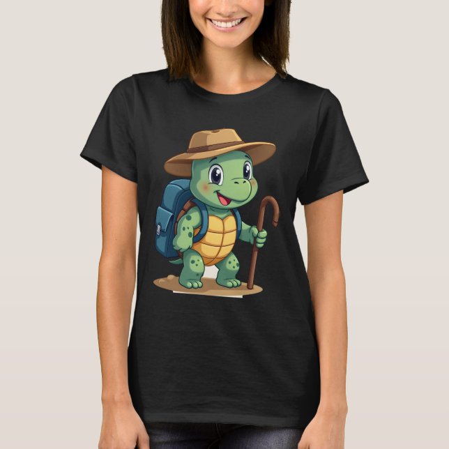 Funny Turtle Hiking Graphic Camping Lover Adventur T-Shirt (Vorderseite)