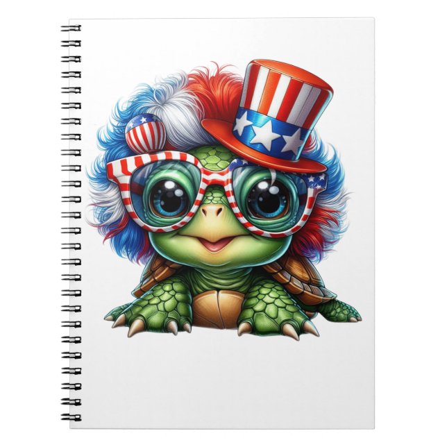 Funny Turtle Patriotic USA Flag Sunglass Notizblock (Vorderseite)