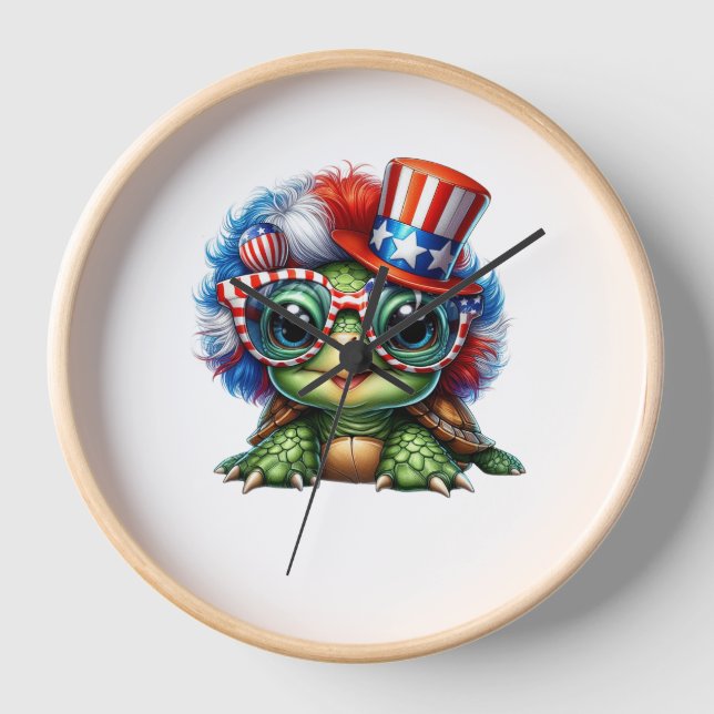 Funny Turtle Patriotic USA Flag Sunglass Uhr (Vorderseite)