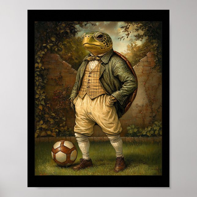 Funny Turtle Playing Soccer Graphic Weird Turtle  Poster (Vorne)