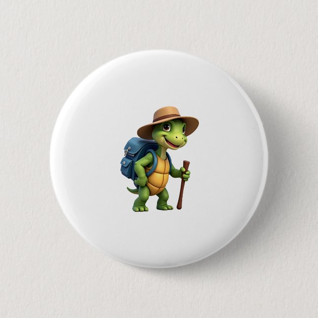 Funny Turtle Wandern Grafisches Camping Lover Adve Button (Vorderseite)