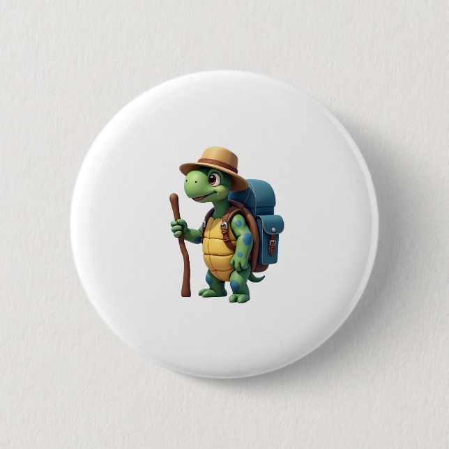 Funny Turtle Wandern Grafisches Camping Lover Adve Button (Vorderseite)