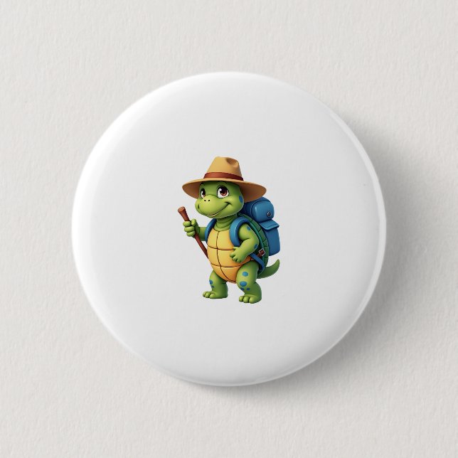 Funny Turtle Wandern Grafisches Camping Lover Adve Button (Vorderseite)