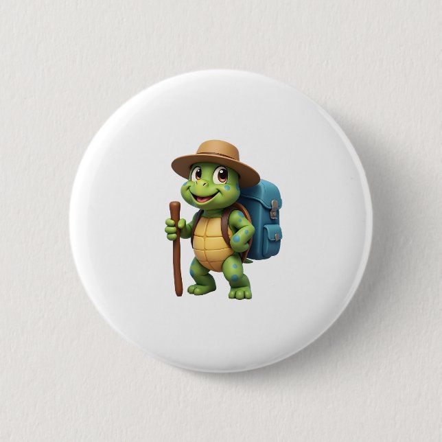 Funny Turtle Wandern Grafisches Camping Lover Adve Button (Vorderseite)