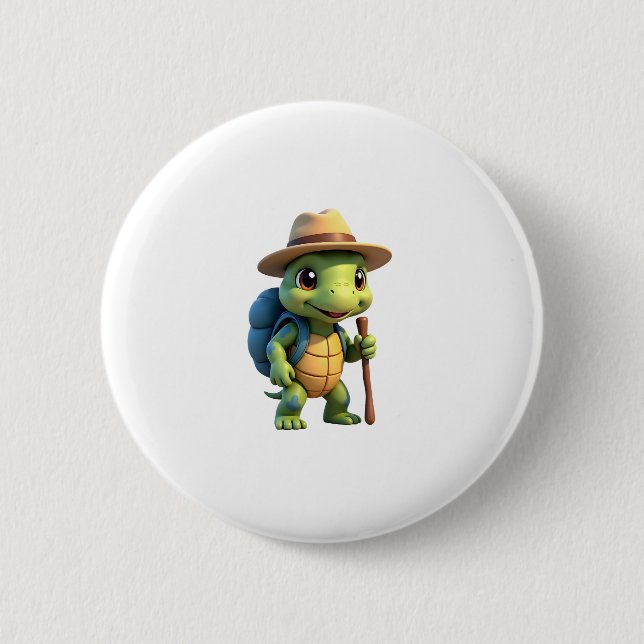 Funny Turtle Wandern Grafisches Camping Lover Adve Button (Vorderseite)