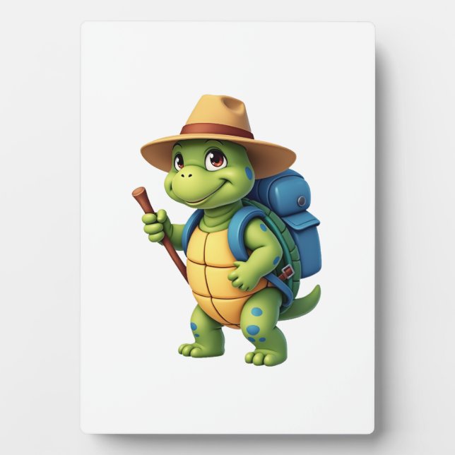 Funny Turtle Wandern Grafisches Camping Lover Adve Fotoplatte (Vorderseite)