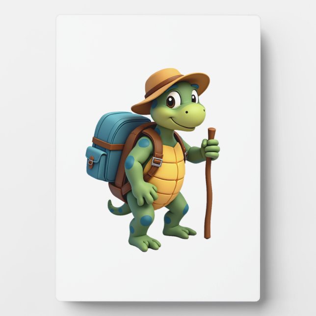 Funny Turtle Wandern Grafisches Camping Lover Adve Fotoplatte (Vorderseite)