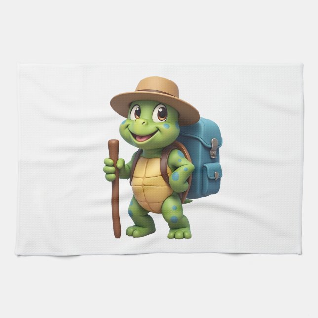 Funny Turtle Wandern Grafisches Camping Lover Adve Geschirrtuch (Horizontal)