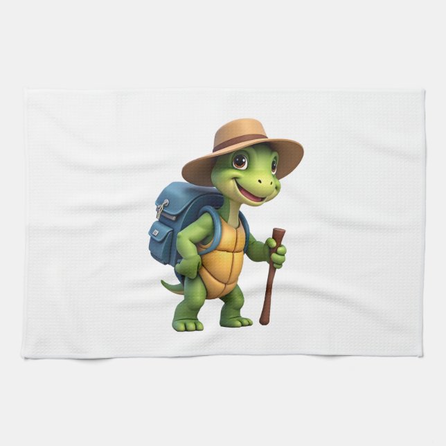 Funny Turtle Wandern Grafisches Camping Lover Adve Geschirrtuch (Horizontal)