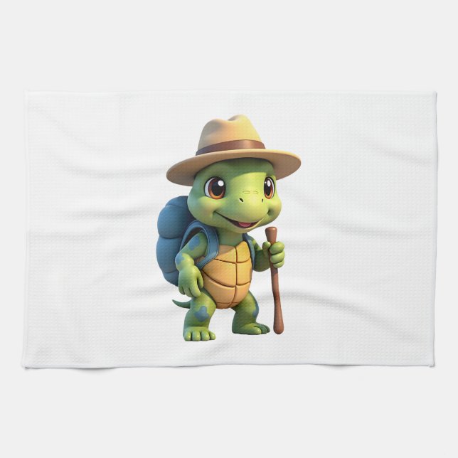Funny Turtle Wandern Grafisches Camping Lover Adve Geschirrtuch (Horizontal)