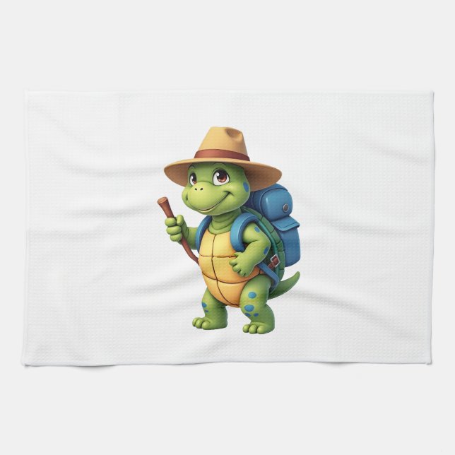 Funny Turtle Wandern Grafisches Camping Lover Adve Geschirrtuch (Horizontal)