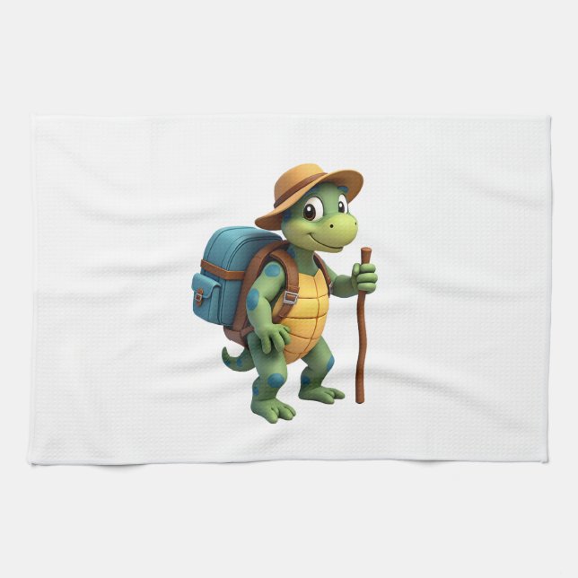 Funny Turtle Wandern Grafisches Camping Lover Adve Geschirrtuch (Horizontal)