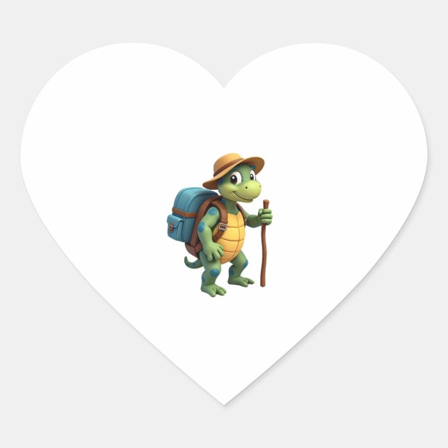 Funny Turtle Wandern Grafisches Camping Lover Adve Herz-Aufkleber (Vorderseite)