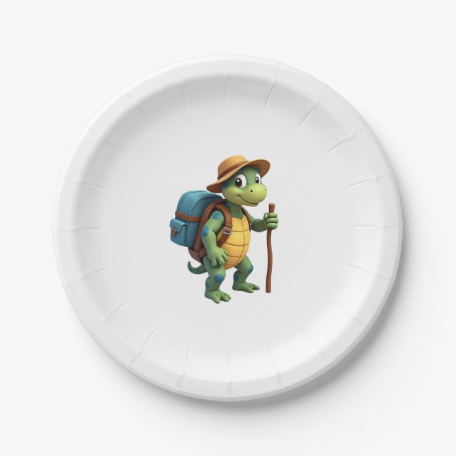 Funny Turtle Wandern Grafisches Camping Lover Adve Pappteller (Vorderseite)
