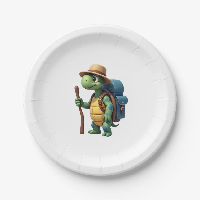 Funny Turtle Wandern Grafisches Camping Lover Adve Pappteller (Vorderseite)