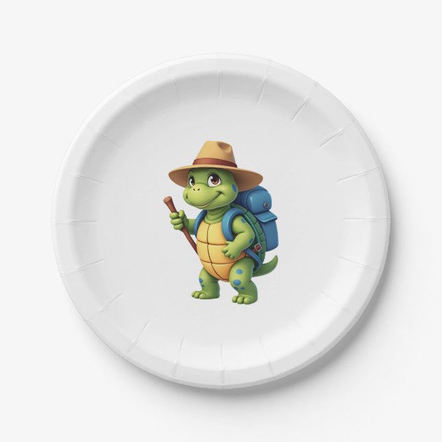 Funny Turtle Wandern Grafisches Camping Lover Adve Pappteller (Vorderseite)