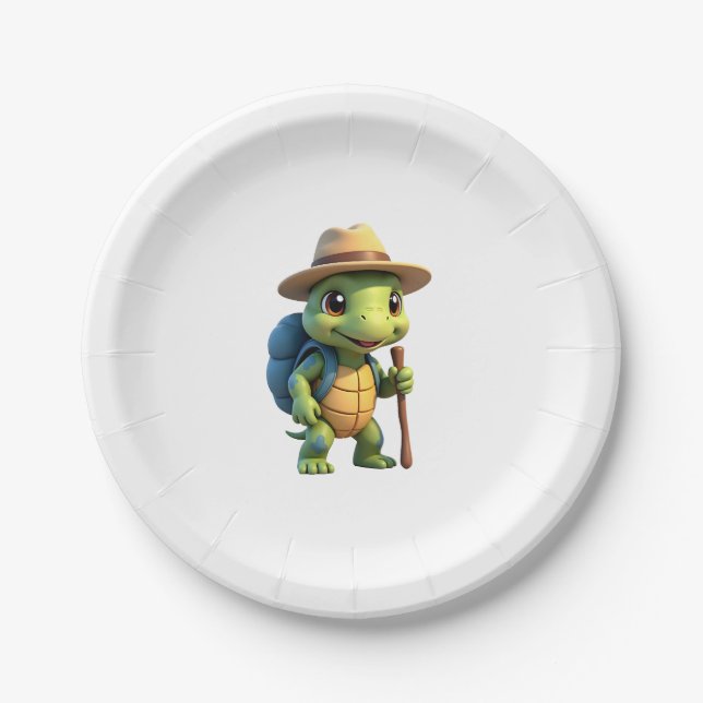 Funny Turtle Wandern Grafisches Camping Lover Adve Pappteller (Vorderseite)