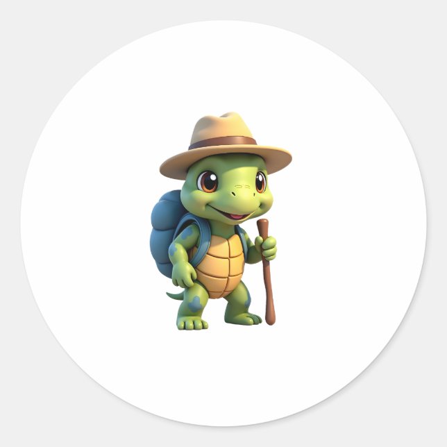 Funny Turtle Wandern Grafisches Camping Lover Adve Runder Aufkleber (Vorderseite)