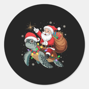 Funny Turtle Weihnachten Weihnachten Weihnachtsfei Runder Aufkleber