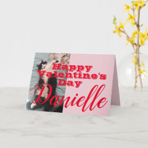 Funny Tuxedo Cat Happy Valentine's Day Name Card Karte