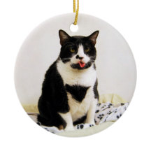 Funny Tuxedo Cat Ornament