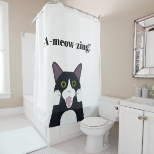 Funny tuxedo Katzenpuppe Cartoon Duschvorhang