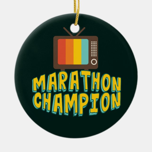 Funny TV Marathon Champion Keramik Ornament (Vorne)