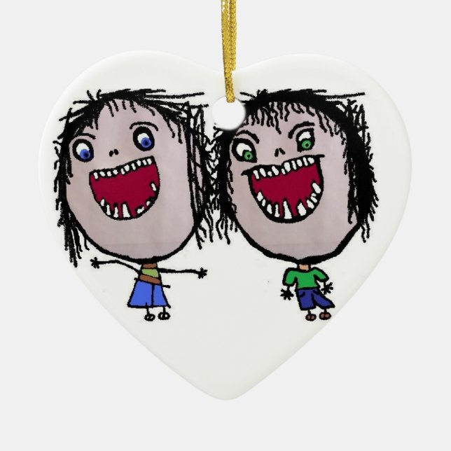 Funny Twin Christmas Keramikornament (Vorne)