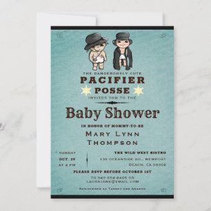 Funny Twins Schnuller Posse Western Baby Dusche Einladung