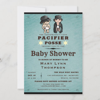 Funny Twins Schnuller Posse Western Baby Dusche Einladung