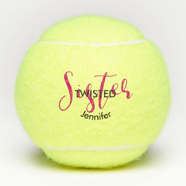 Funny Twisted Schwester Name Typografy Gift Tennisbälle (Vorderseite)