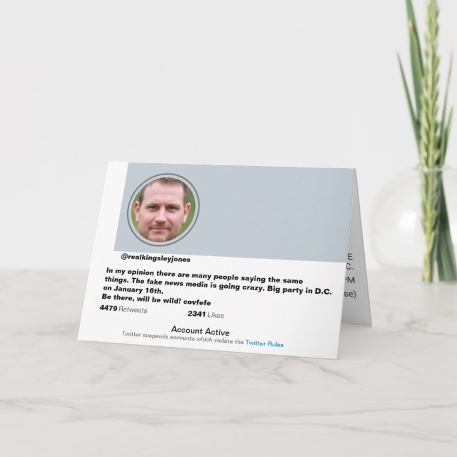 Funny Twitter Joke Post Überraschung Party Einladu Karte (Vorderseite)