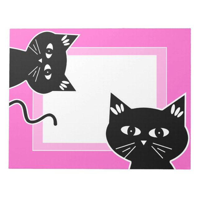 Funny Two Black Cats Hot Pink Notizblock (Vorderseite)