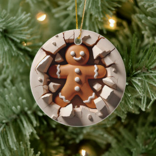 Funny Two Side Gingerbread Mann Weihnachten Keramik Ornament