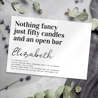 Funny Typografy 50. Geburtstagsparty Einladung